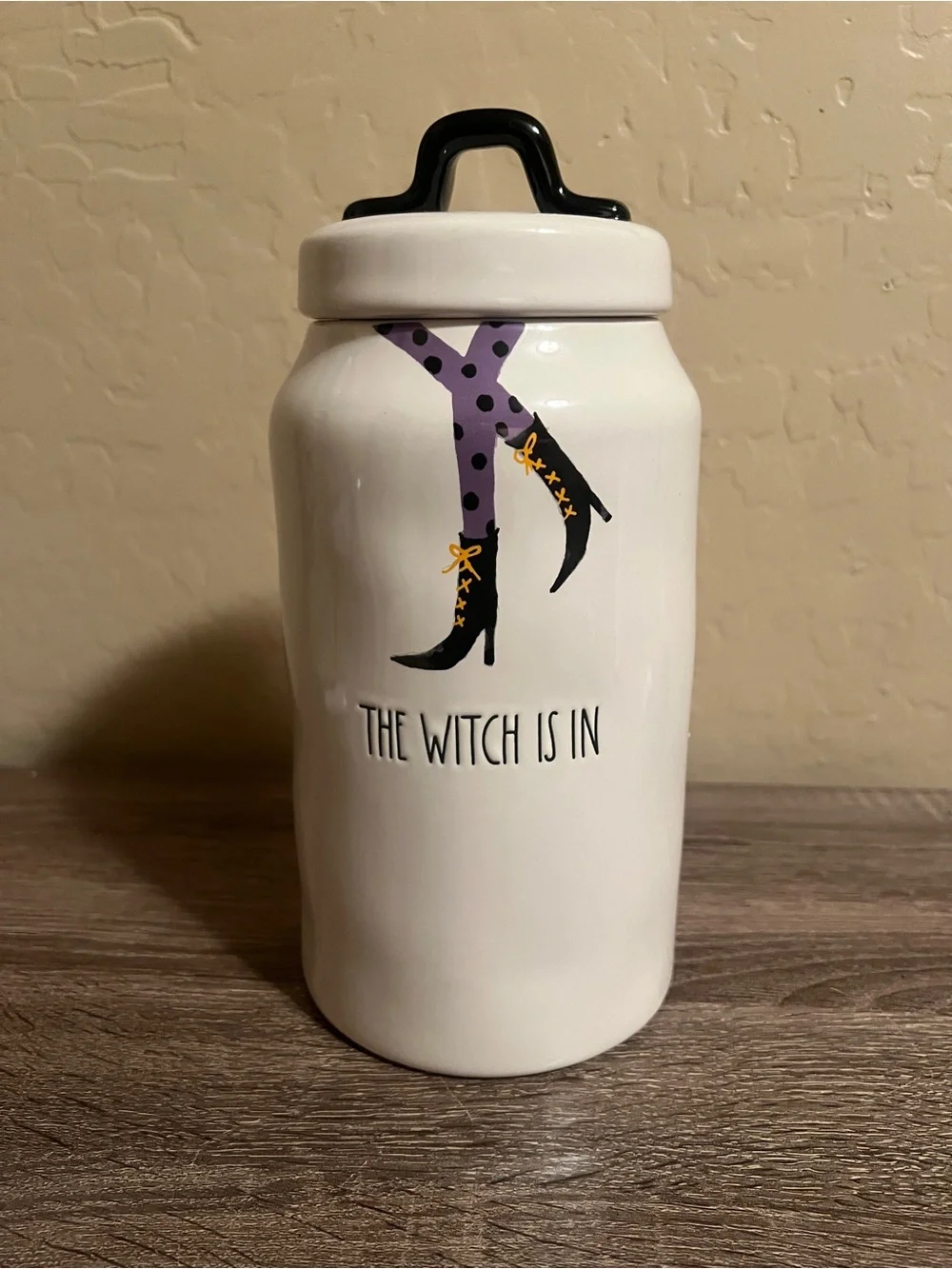 Rae Dunn Halloween Tall Canister Lid The Witch Is In Ceramic Farmhouse NWT